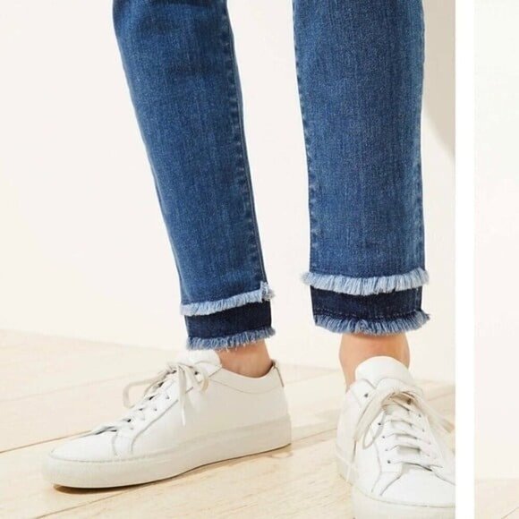 Loft NWT Double Frayed Skinny Jeans Size 24 - Picture 2 of 12